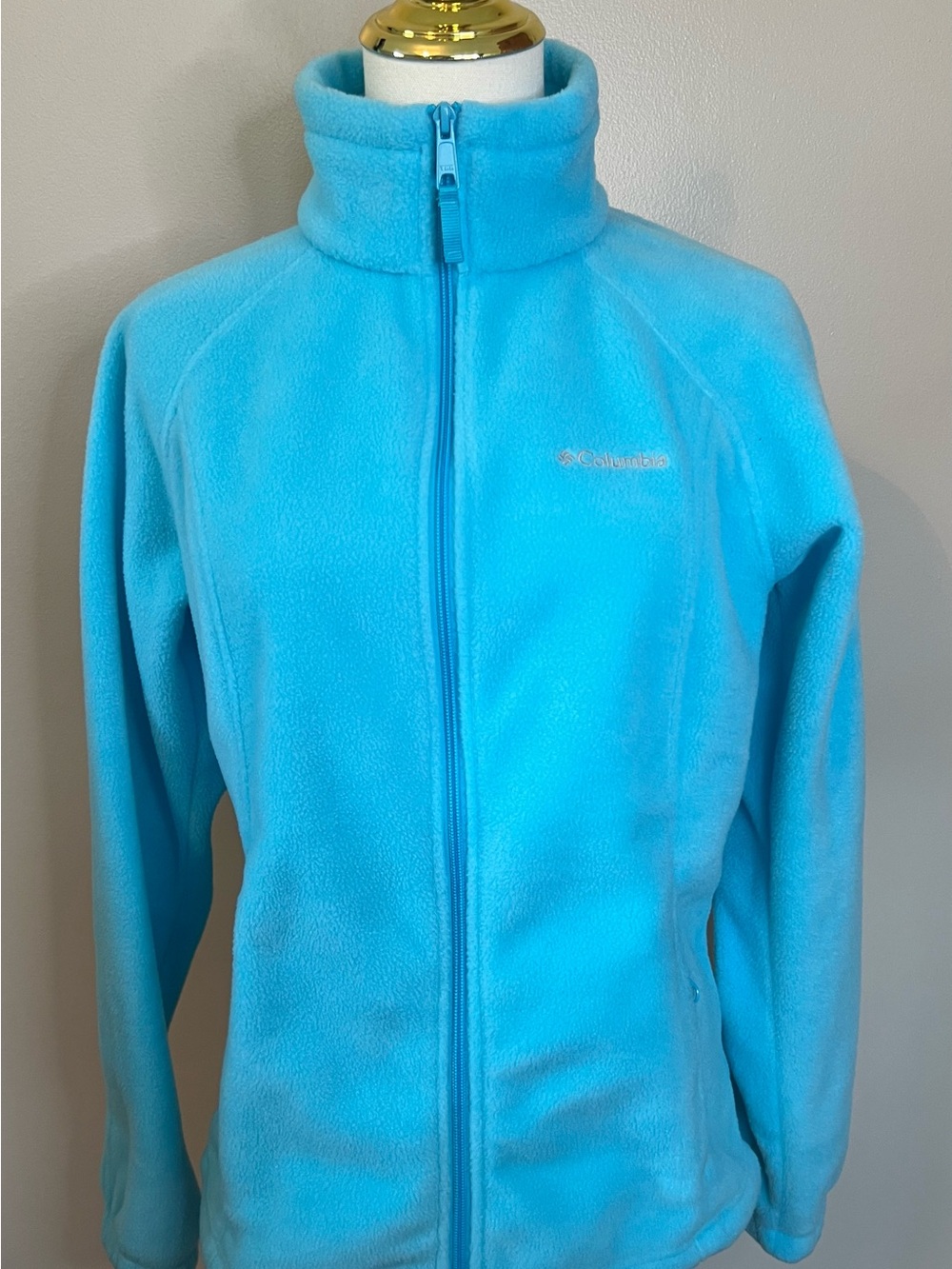 Columbia Blue Full Zip Fleece Jacket Coat Cardigan Style Size Medium Women’s